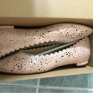 Cole Haan Blush Pink Laser-Cut Scalloped Ballet Flats